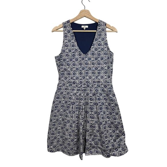 Joie Kada Linen Sleeveless Mini Starburst Dress Blue White Nautical Summer Sz M - Picture 2 of 13